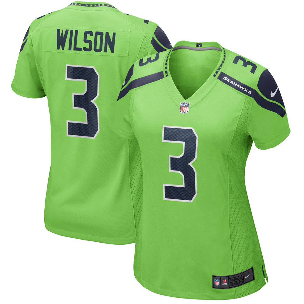 Women's Seattle Seahawks Russell Wilson Alternate Game Jersey Neon Green