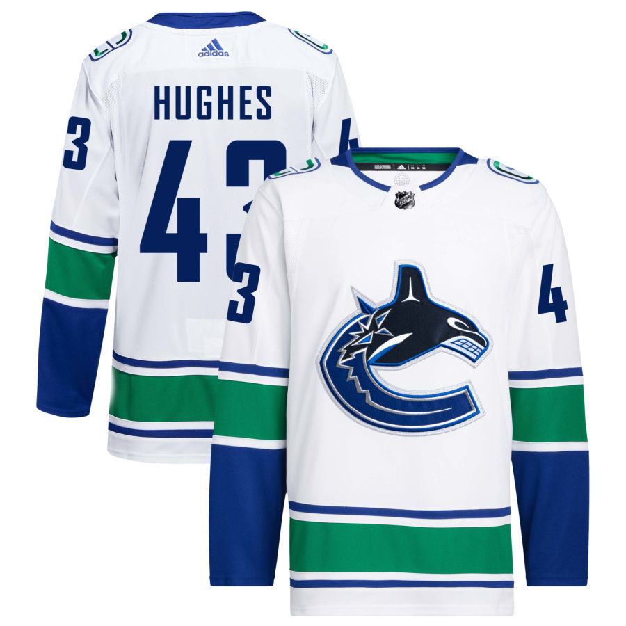 Quinn Hughes Vancouver Canucks adidas Away Primegreen Authentic Pro Jersey - White